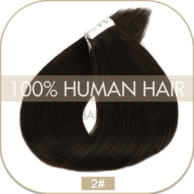 WIT Tape in hair Extensions Human hair Straight Machine Remy European Natural Seamless Skin Weft 10&quot;-20&quot; color mixture 10/20 pcs